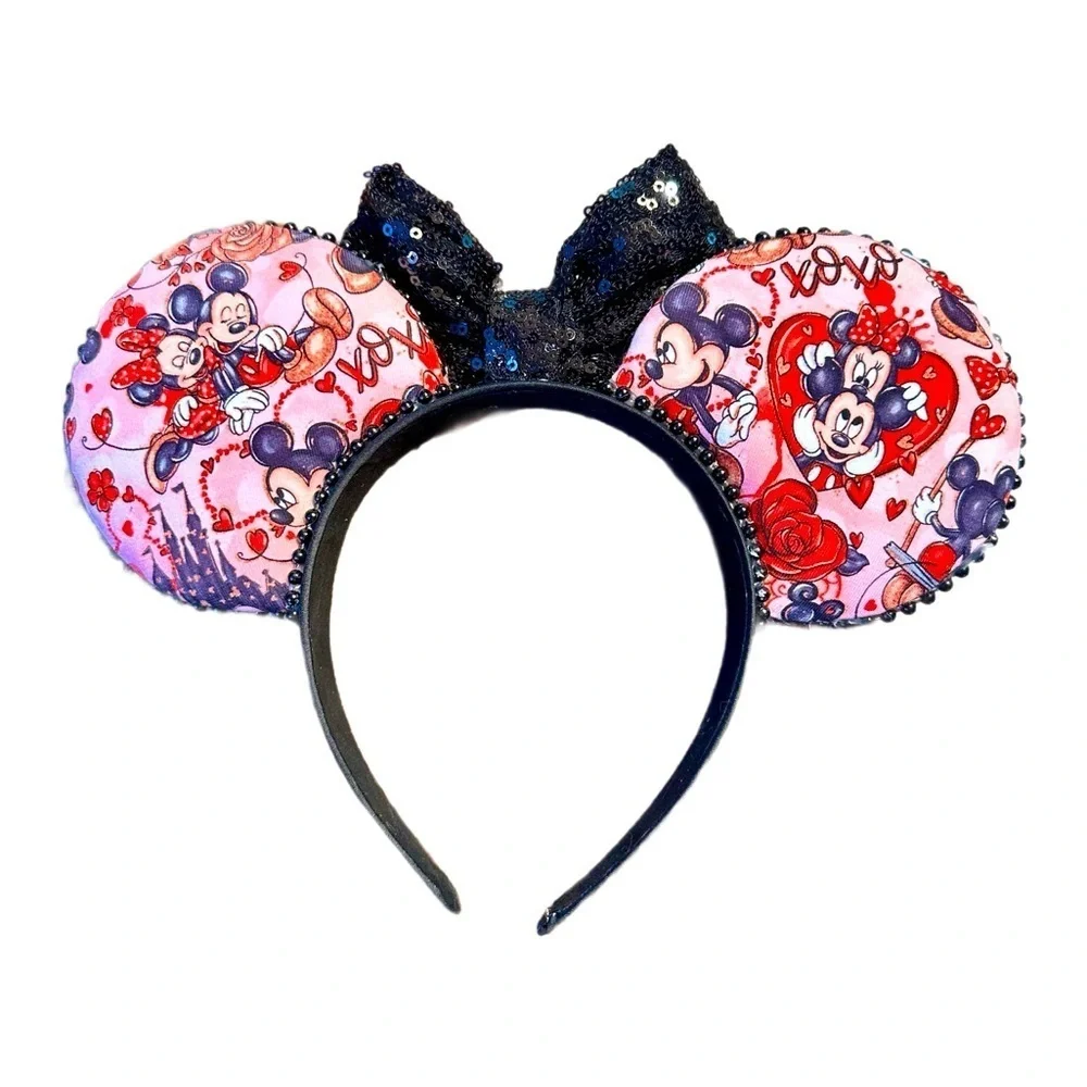 Disney Inspired Handmade Sequin Bow Mickey & Minnie Mouse Ears - NWOT